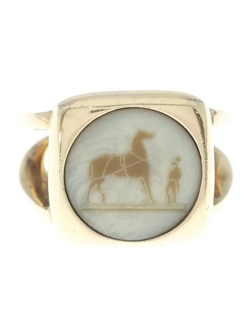 Hermes Bijouterie Fantaisie Corozo Ring Gold